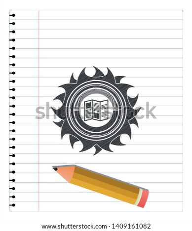 brochure icon with pencil strokes. Vector Illustration. Detailed.