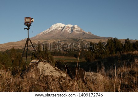 Large format photography of large mountain Chimborazo in Ecuador Andes