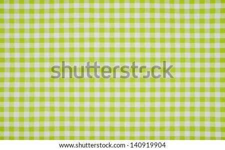 Green and white checkered tablecloth