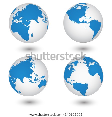 World Map and Globe Detail Vector Illustration, EPS 10.