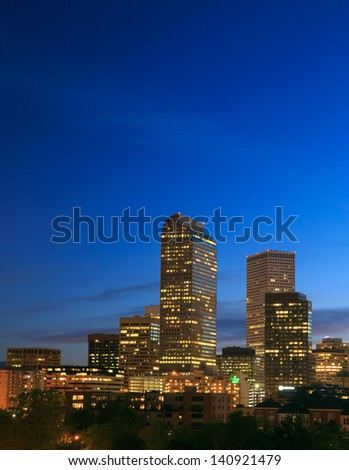 Downtown Denver Skyline at Blue Hour