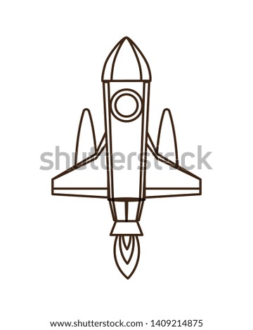 rocket taking off in white background