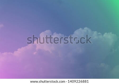 Cloud and sky with  pastel rainbow color background 