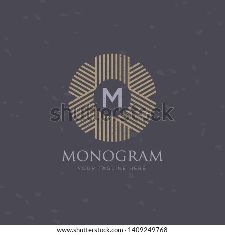 Stylish graceful monogram , Elegant line art logo design in Art Nouveau style 