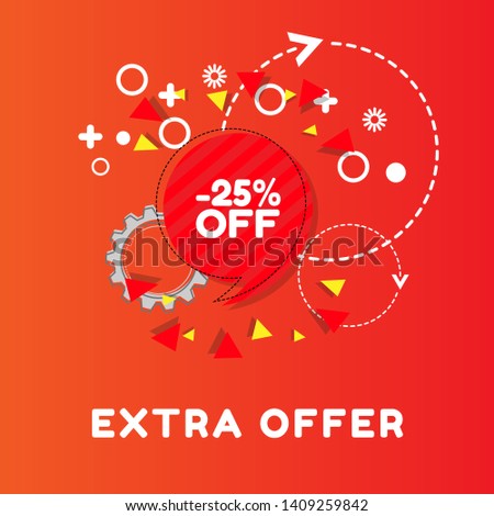 Sale 25% off tag, extra offer speech bubble  - banner design template