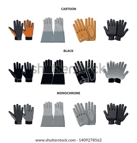 Vector design of glove and winter logo. Set of glove and equipment stock symbol for web.