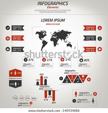 Retro infographics set. World Map and Information Graphics. Vector