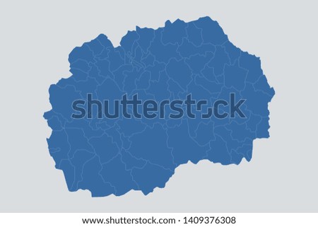 Macedonia map on gray background vector, Macedonia Map Outline Shape Blue on White Vector Illustration, Map of Europe. Symbol for your web site design map logo. app, ui, eps10.
