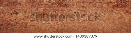 Large Old Brick Wall Background. Panoramic Vintage Brick Texture. Wide Angle Web banner or Wallpaper With Copy Space for design