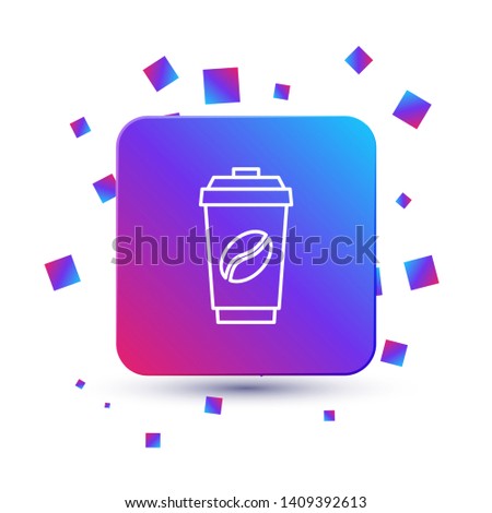 Trendy square with particles Coffee cup icon. Coffee time