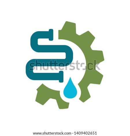 sanitary logo symbol icon of pipe and drop water in white background vector illustration