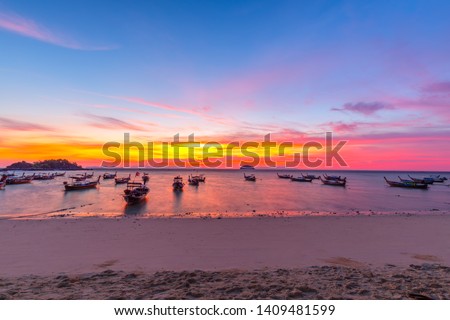 Beautiful Tropical beach at sunrise beach , Koh Lipe island , Satun,Thailand Royalty-Free Stock Photo #1409481599