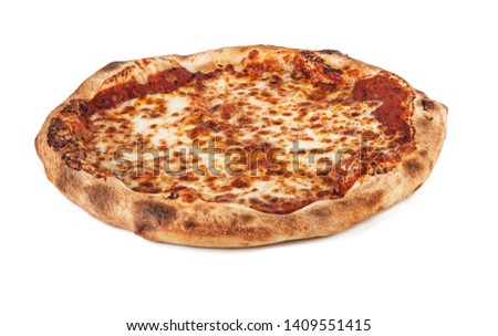 Pizza margherita isolated on white background (view and different angle in portfolio)
