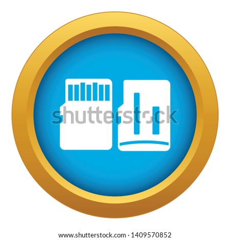 Both sides of SD memory card icon blue vector isolated on white background for any design