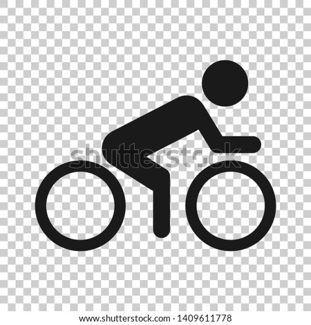 People on bicycle sign icon in transparent style. Bike vector illustration on isolated background. Men cycling business concept.