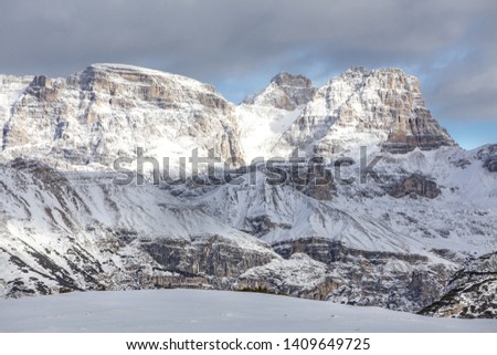 The first snow on the Dolomites