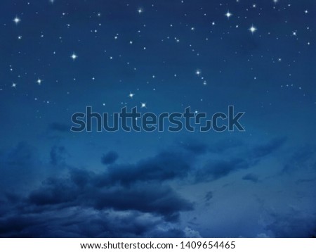 The dark sky at night  With stars full of sky and beautiful clouds