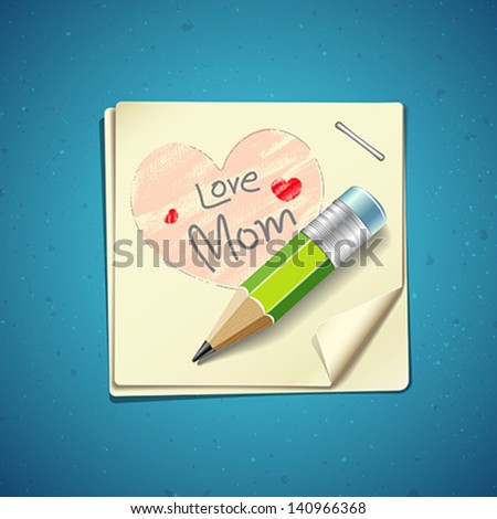 Happy Mothers Day paper note, vector illustration