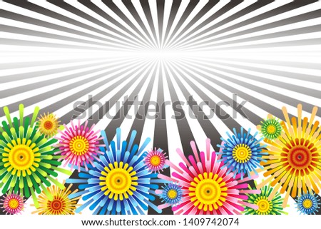 concentrated linework, colorful floral pattern, copy space, message space, advertising material for fun party