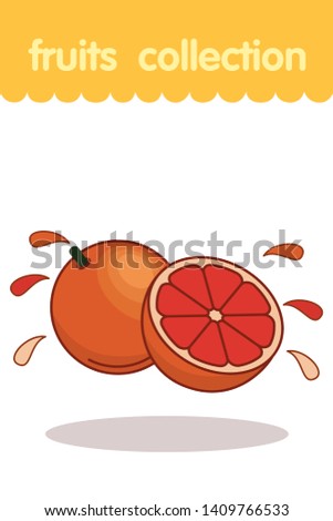 Fruit illustration. Flat style icon. Grapefruit vector cartoon design, EPS 10 editable vector.