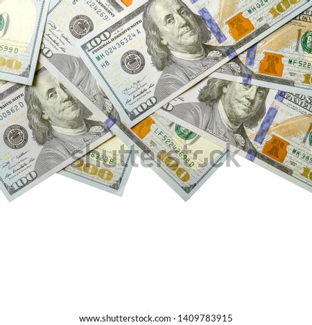 Dollar bills. American money isolated on white with copy space
