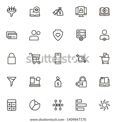 Financial services ine icon set. Collection of high quality black outline logo for web site design and mobile apps. Vector illustration on a white background