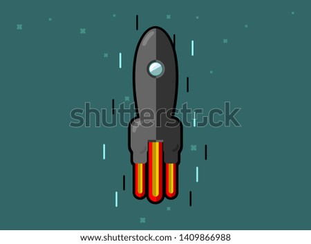 Rocket ship abstractionism. Space black rocket launch. Project start up and development process. Innovation product, creative colorful idea. Management. Vector illustration. Flat design.

