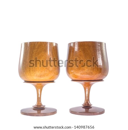 Isolated style picture of couple glass that make of teak wood