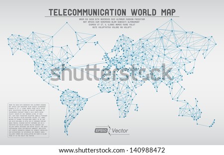 Abstract telecommunication world map with circles, lines and gradients - Detailed EPS10 vector design