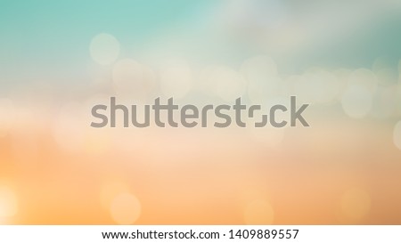 abstract blurred double exposure beautiful natural sky landscape and light bokeh bulb background for design concept