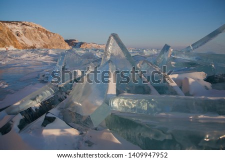 broken ice of lake baikal