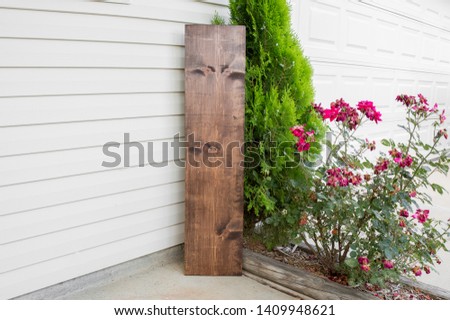 Blank large vertical porch sign, summer wood sign mockup