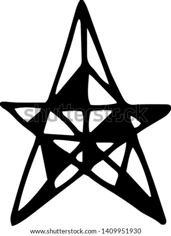 Hand Drawn star doodle. Sketch style icon. Isolated on white background. Zentangle design. Vector illustration. Ornate stars with decorative abstract ornaments.