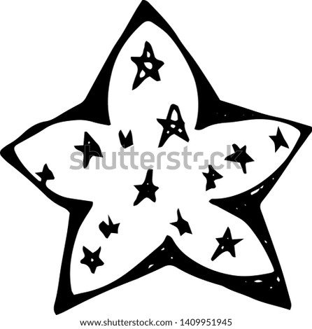 Hand Drawn star doodle. Sketch style icon. Isolated on white background. Zentangle design. Vector illustration. Ornate stars with decorative abstract ornaments.