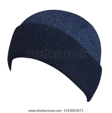  hat isolated on white background .knitted hat front side view.