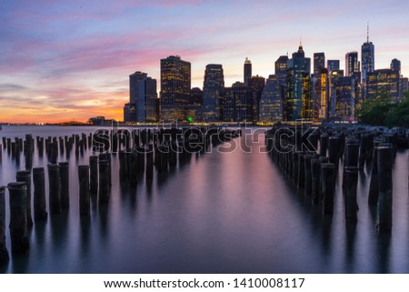 Sunset in New York from Brooklyn