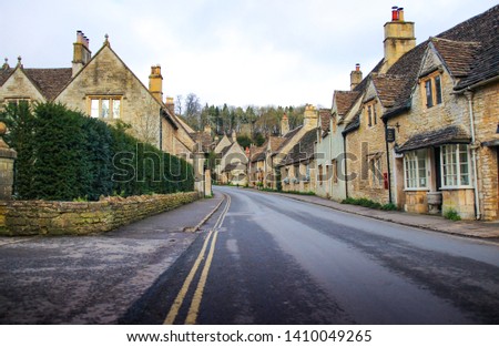 Small town in england with beautiful architecture. Royalty-Free Stock Photo #1410049265