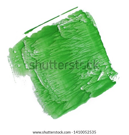 Isolated green watercolor blot on white paper 