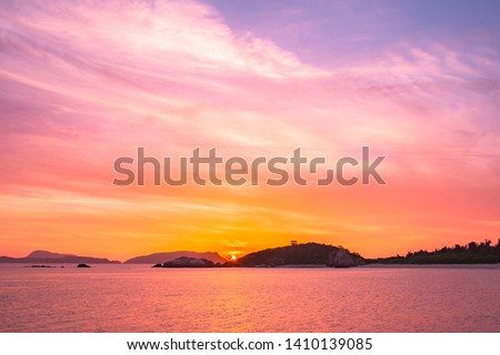 JAPAN,Beautiful sunset coast of Okinawa Kerama Royalty-Free Stock Photo #1410139085