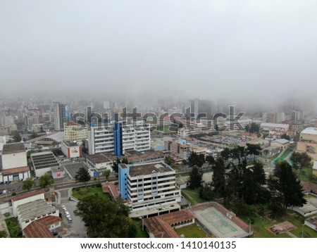 Cloudy day on Quito, Aerial shot of the city early mourning 