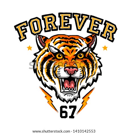 forever vector tiger head fashion tee graphic print design 