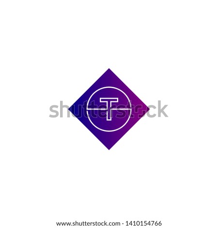 abstract purple blue gradient square business T logo letter design concept 