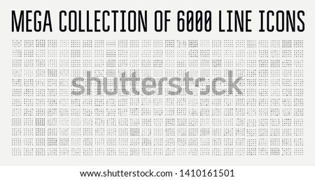Set of 6000 modern thin line icons. Outline isolated signs for mobile and web. High quality pictograms. Linear icons set of business, medical, UI and UX, media, money, travel, etc. Royalty-Free Stock Photo #1410161501