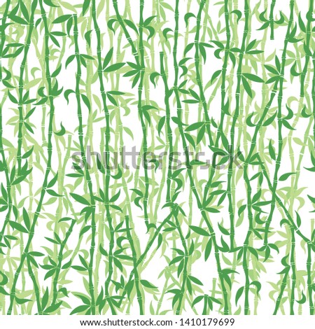 Green bamboo seamless pattern on white for design. Tropical Wallpaper, web page background, surface textures, fabric, poster. Vector illustration.