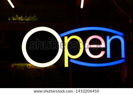 The led lights sign with multiply color of quote open