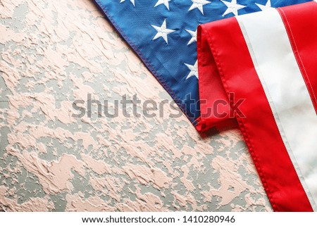 Flag of the United States of America on color background. Independence Day celebration