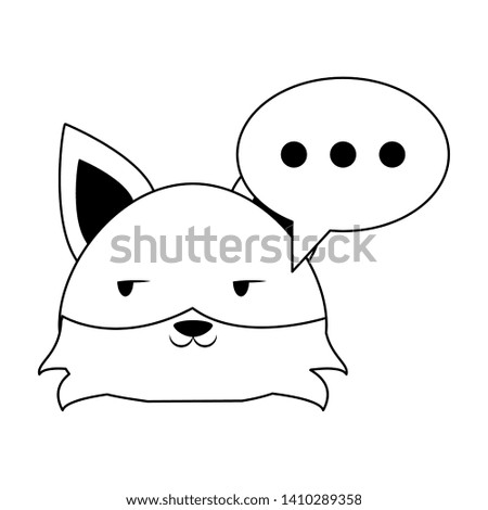 Cute fox with speech bubble animal cartoon vector illustration graphic design