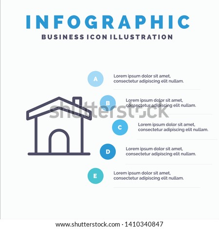 Building, Construction, Home, House Line icon with 5 steps presentation infographics Background