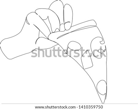 One continuous single drawn line art doodle pizza, vector, food, illustration. Isolated hand-drawn outline image on white background.
