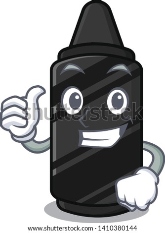 Thumbs up black crayon in the character shape